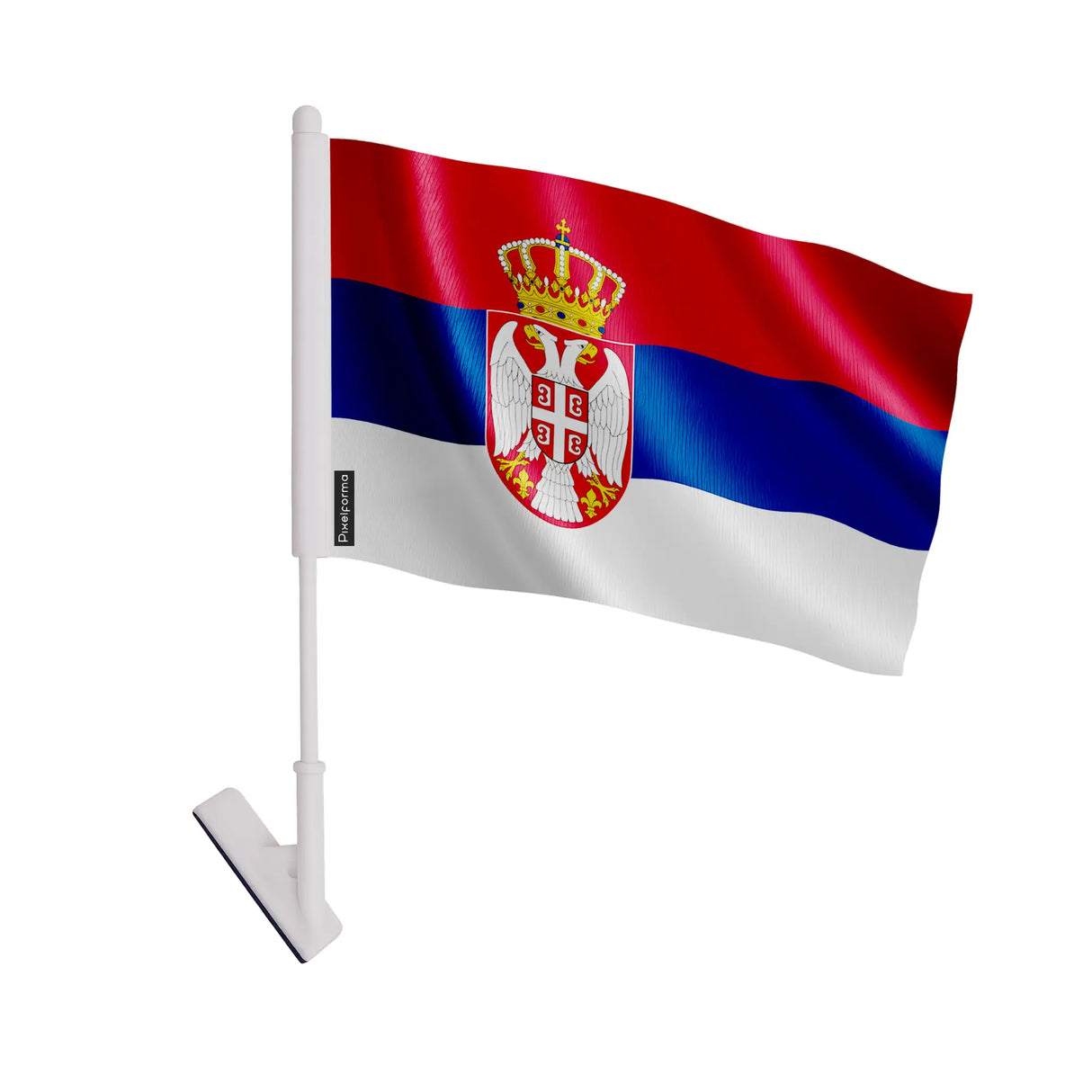 Drapeau adhésif serbie polyester souple facile à coller