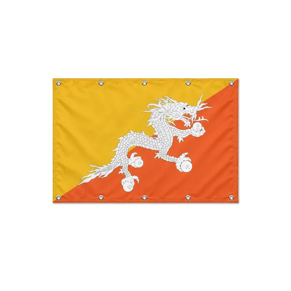 Drapeau du Bhoutan format S en polyester avec dix œillets