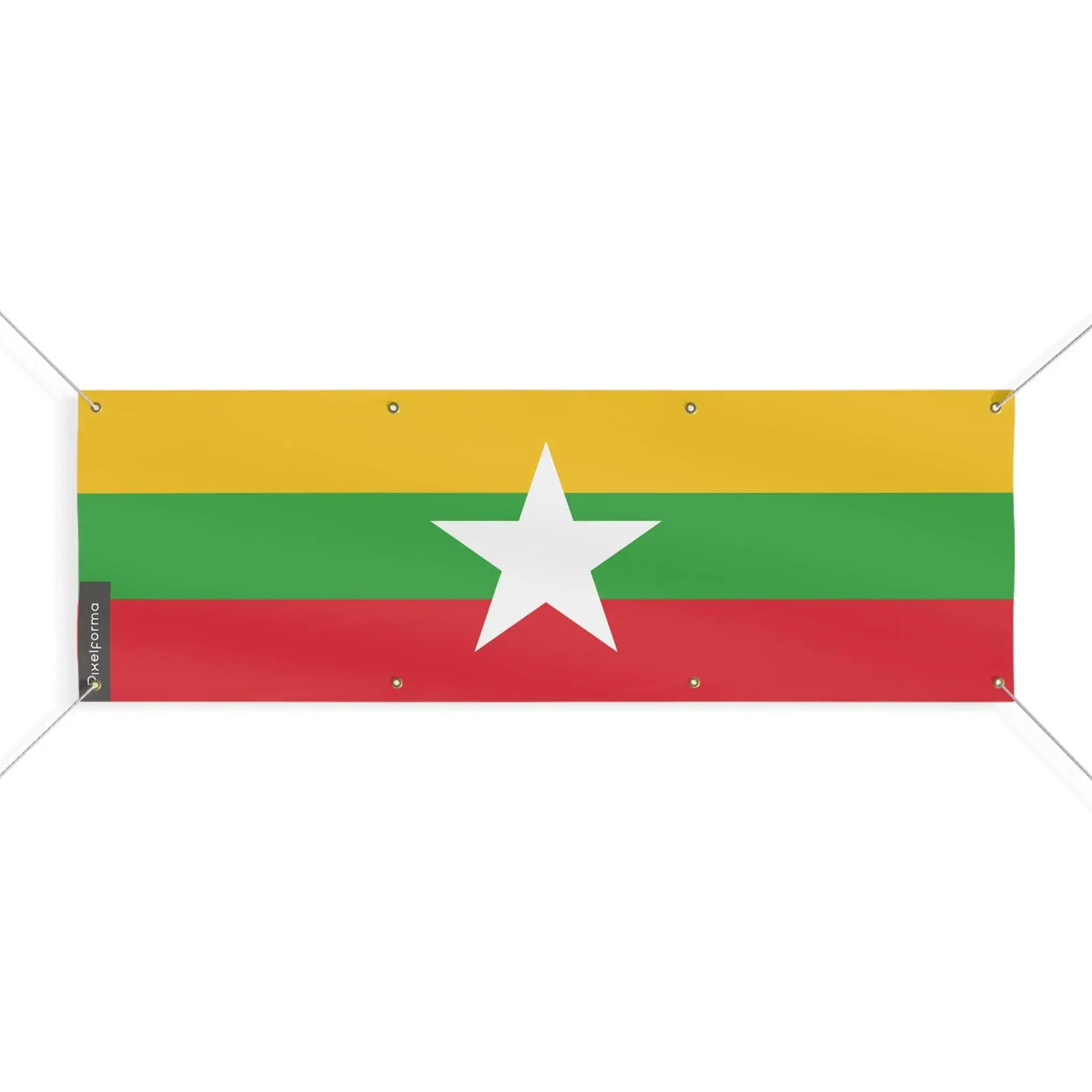 Drapeau birmanie en polyester résistant avec œillets