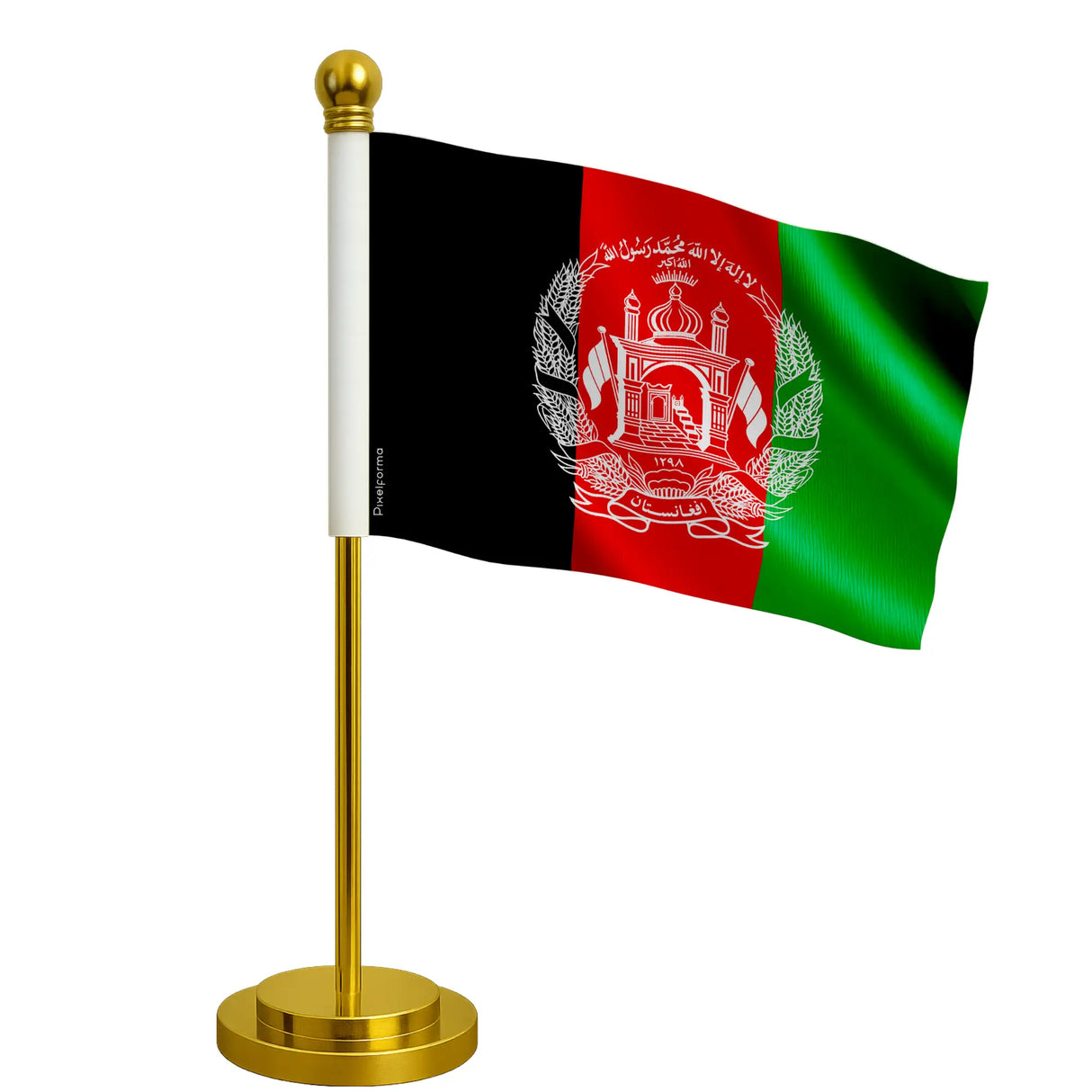 Drapeau bureau afghanistan polyester socle acier inoxydable