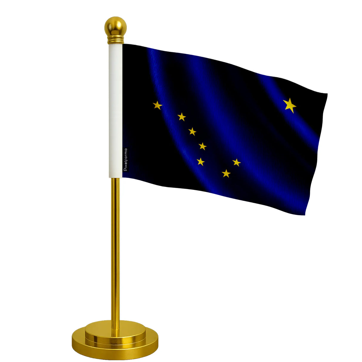 Drapeau bureau alaska polyester avec socle acier inoxydable