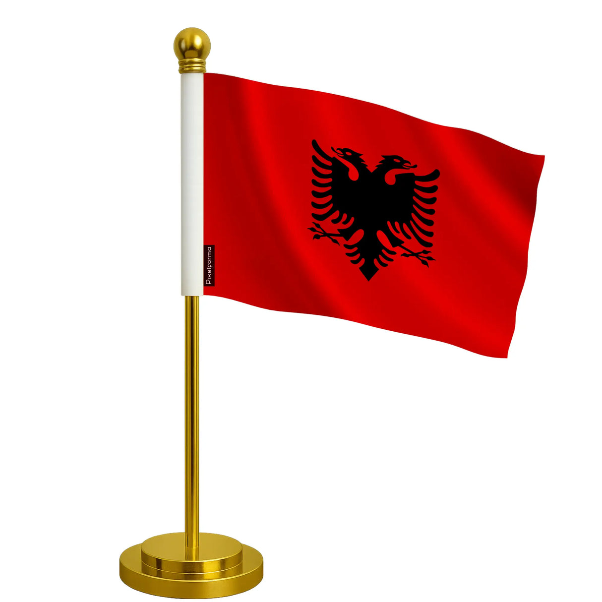 Drapeau bureau albanie polyester avec socle acier inoxydable