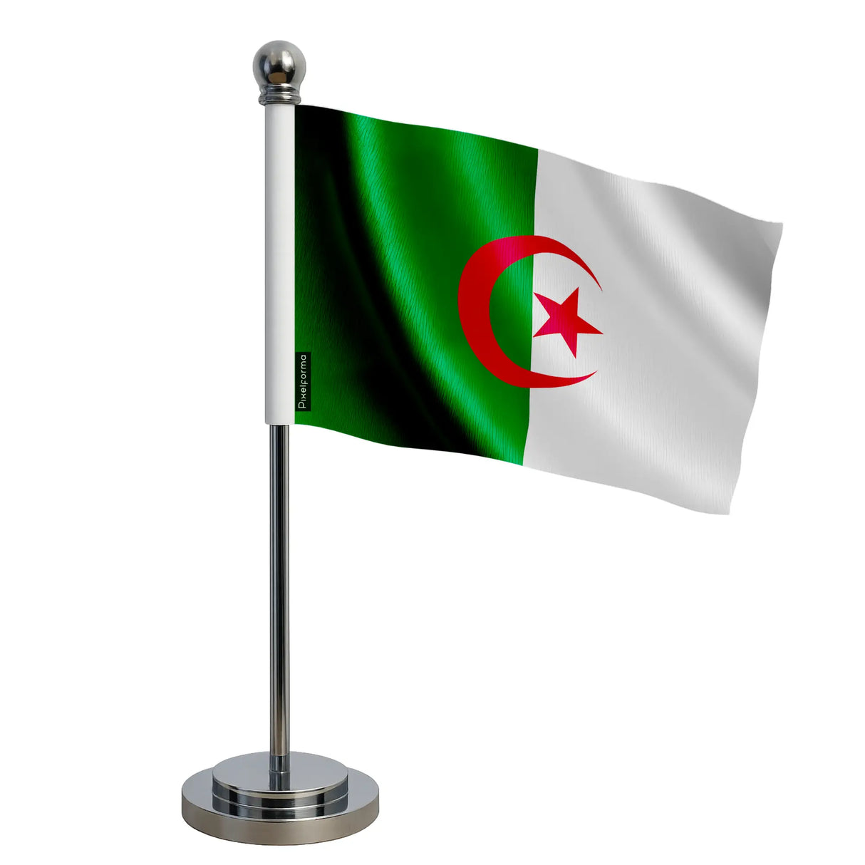 Drapeau bureau algérie polyester avec socle acier inoxydable