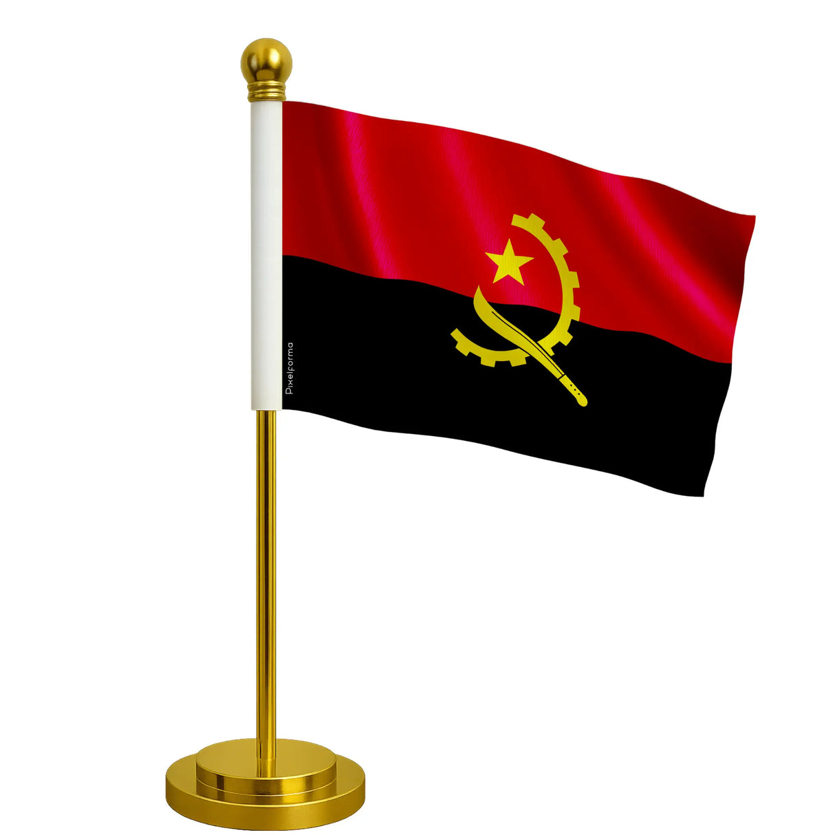 Drapeau bureau angola polyester socle acier inoxydable