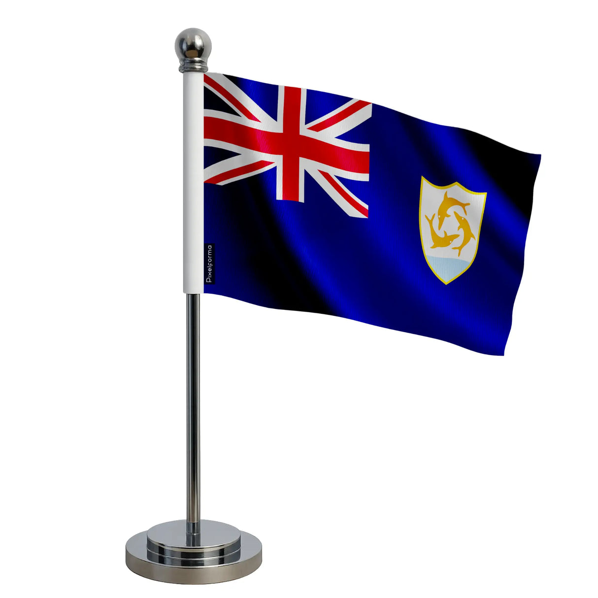 Drapeau bureau anguilla polyester socle acier inoxydable