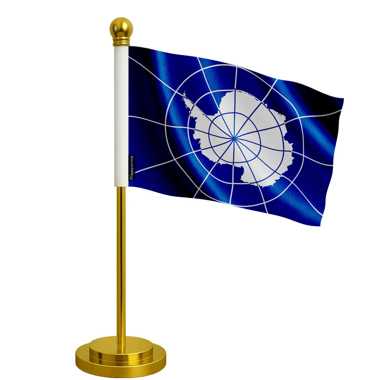 Drapeau bureau antarctique polyester socle acier inoxydable