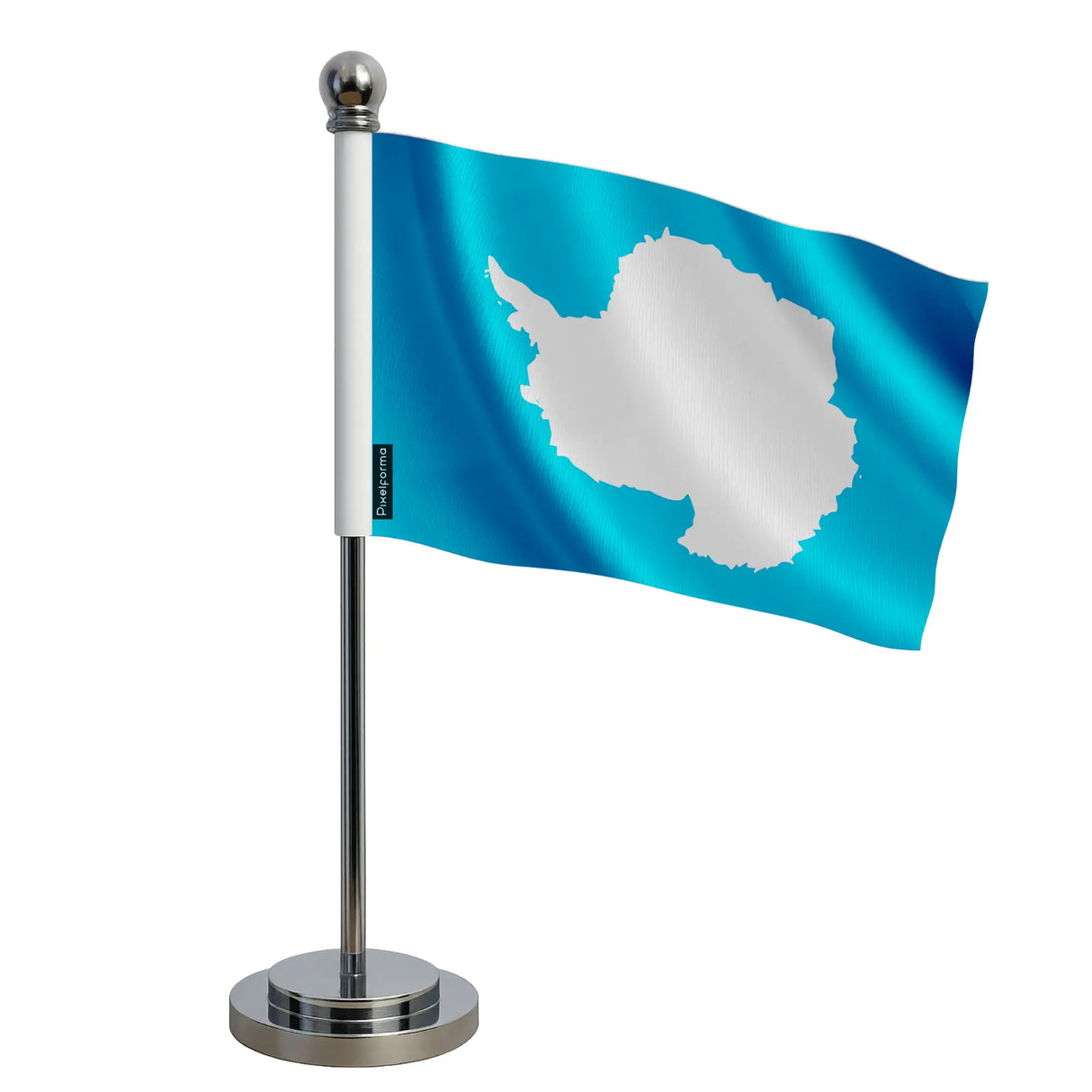 Drapeau bureau antarctique polyester socle acier inoxydable