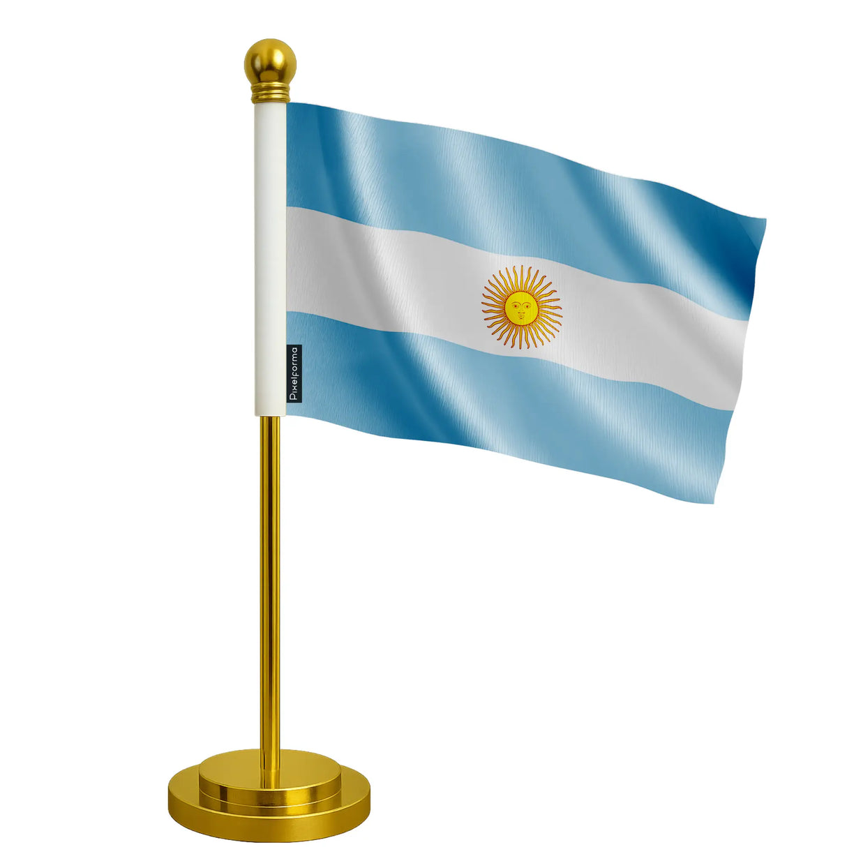 Drapeau bureau argentine polyester socle acier inoxydable