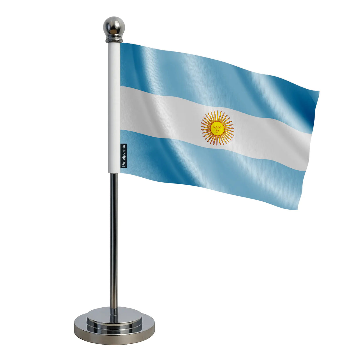 Drapeau bureau argentine polyester socle acier inoxydable