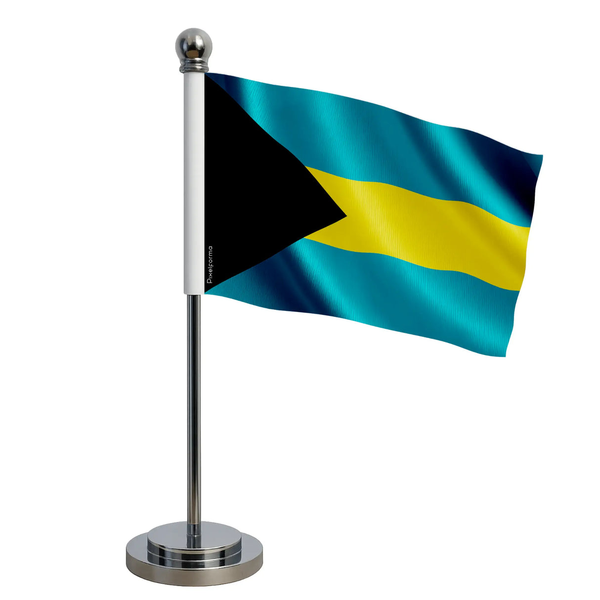 Drapeau bureau bahamas polyester avec socle acier inoxydable