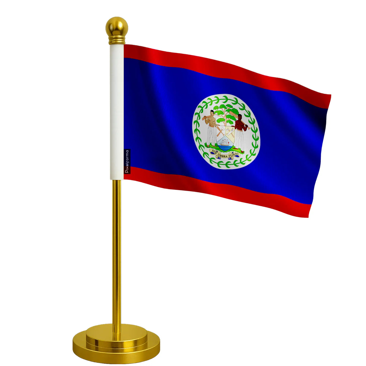 Drapeau bureau belize polyester socle acier inoxydable
