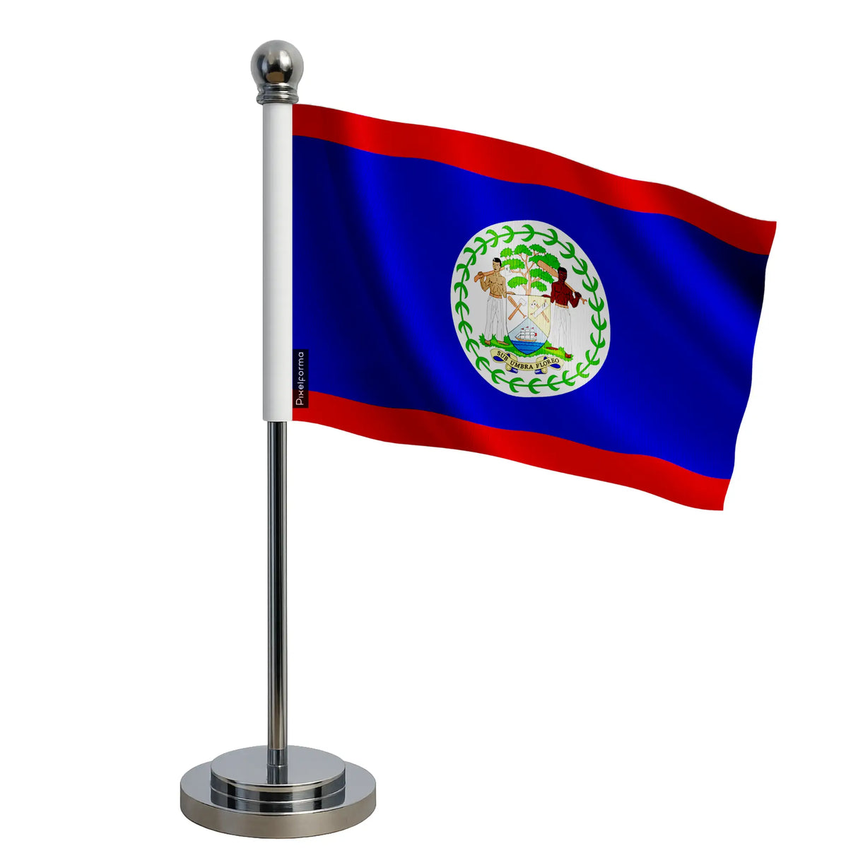 Drapeau bureau belize polyester socle acier inoxydable
