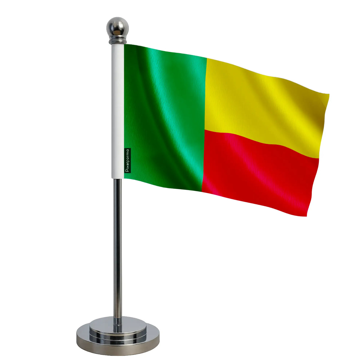 Drapeau bureau bénin en polyester avec socle acier inoxydable