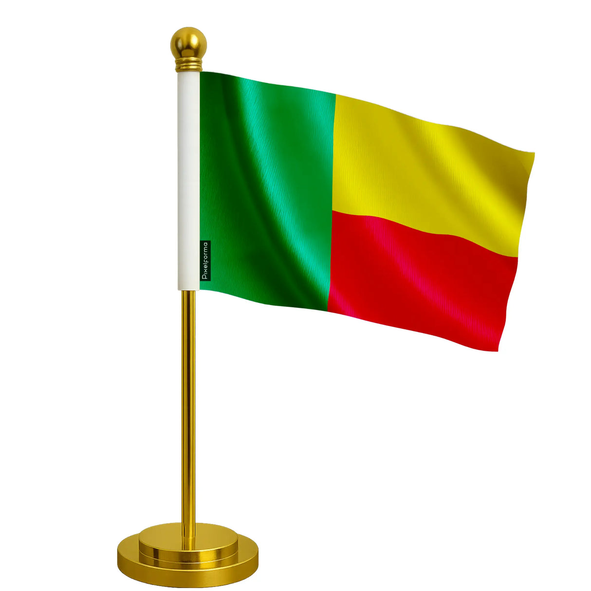 Drapeau bureau bénin polyester socle acier inoxydable