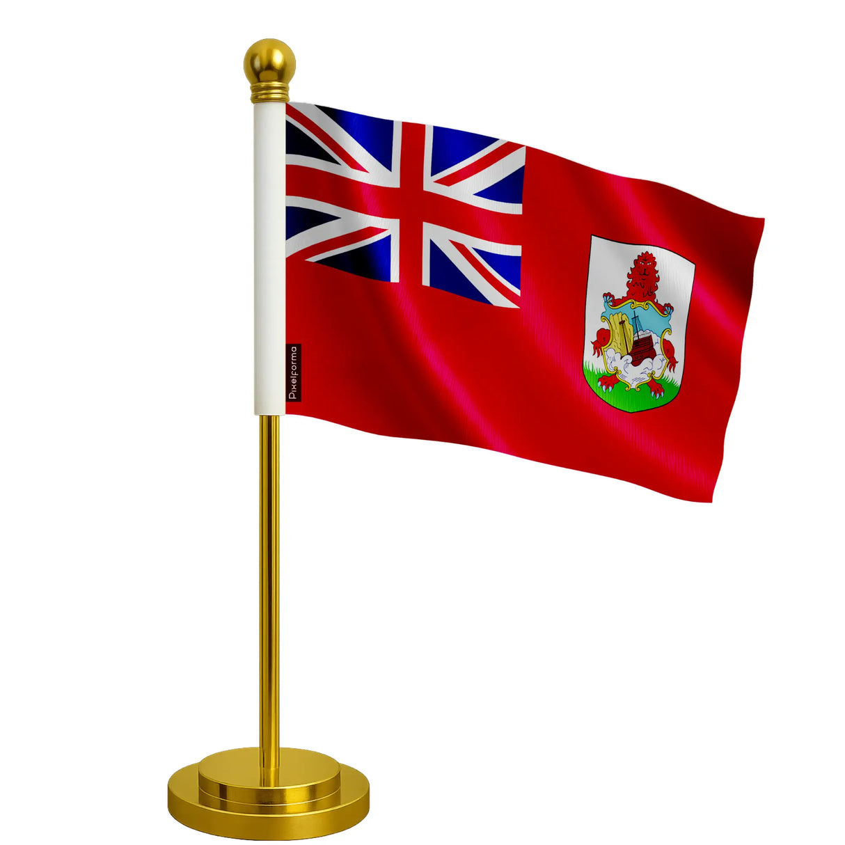 Drapeau bureau bermudes polyester avec socle acier inoxydable