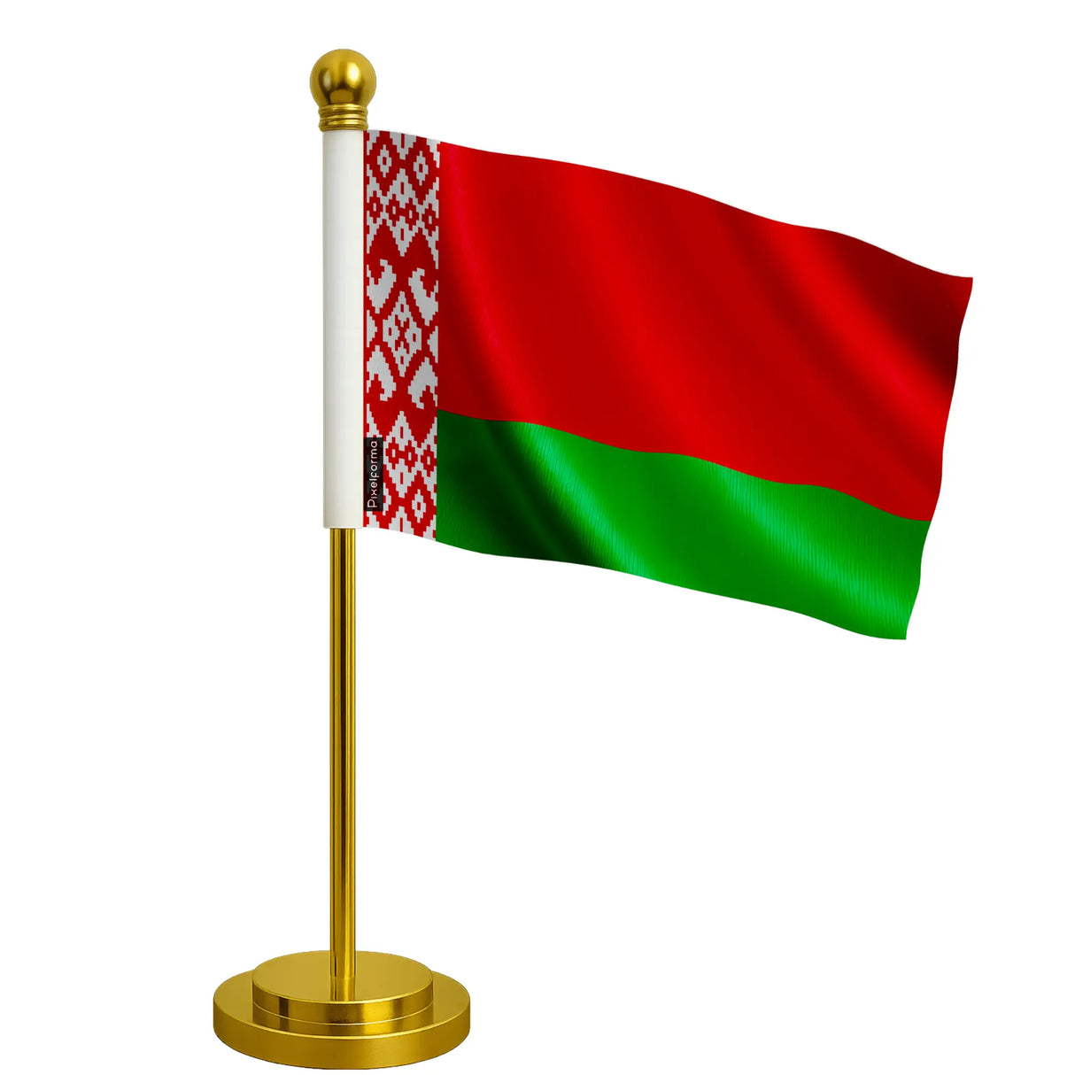 Drapeau bureau biélorussie polyester socle acier inoxydable