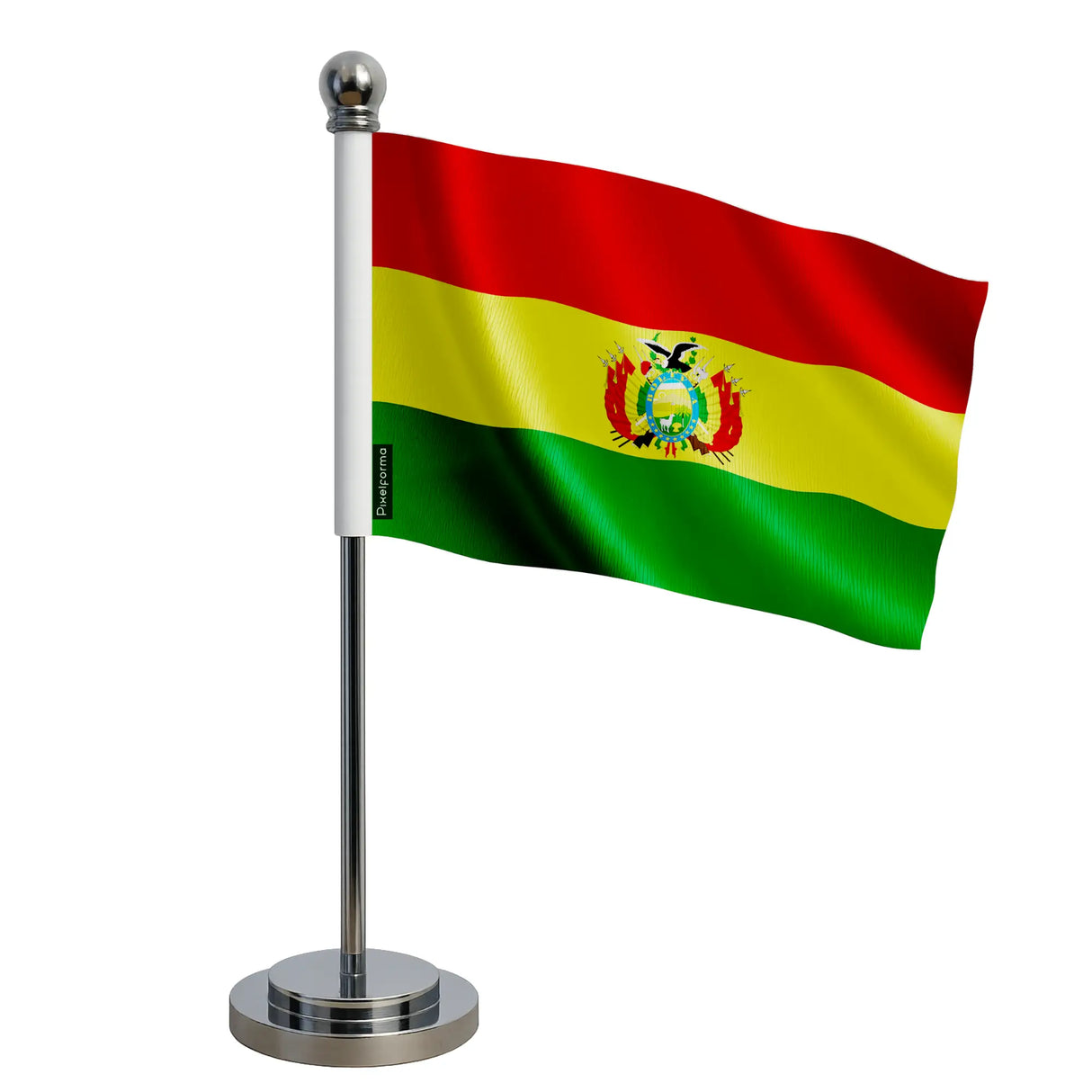 Drapeau bureau bolivie polyester socle acier inoxydable