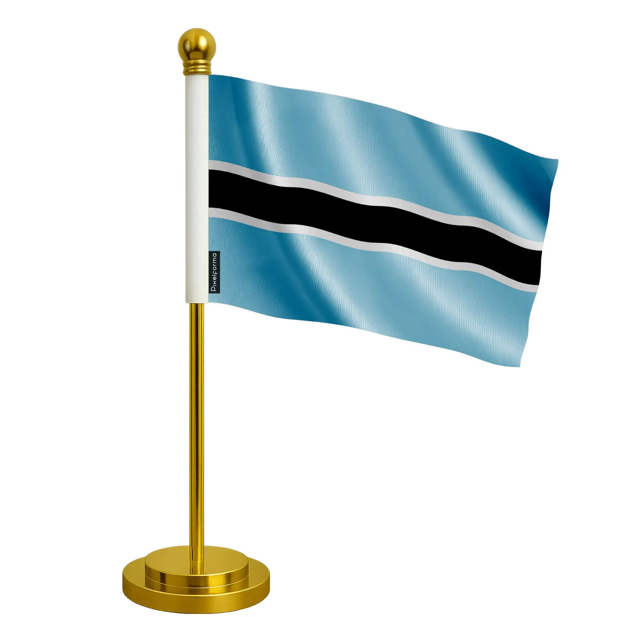Drapeau bureau botswana polyester socle acier inoxydable