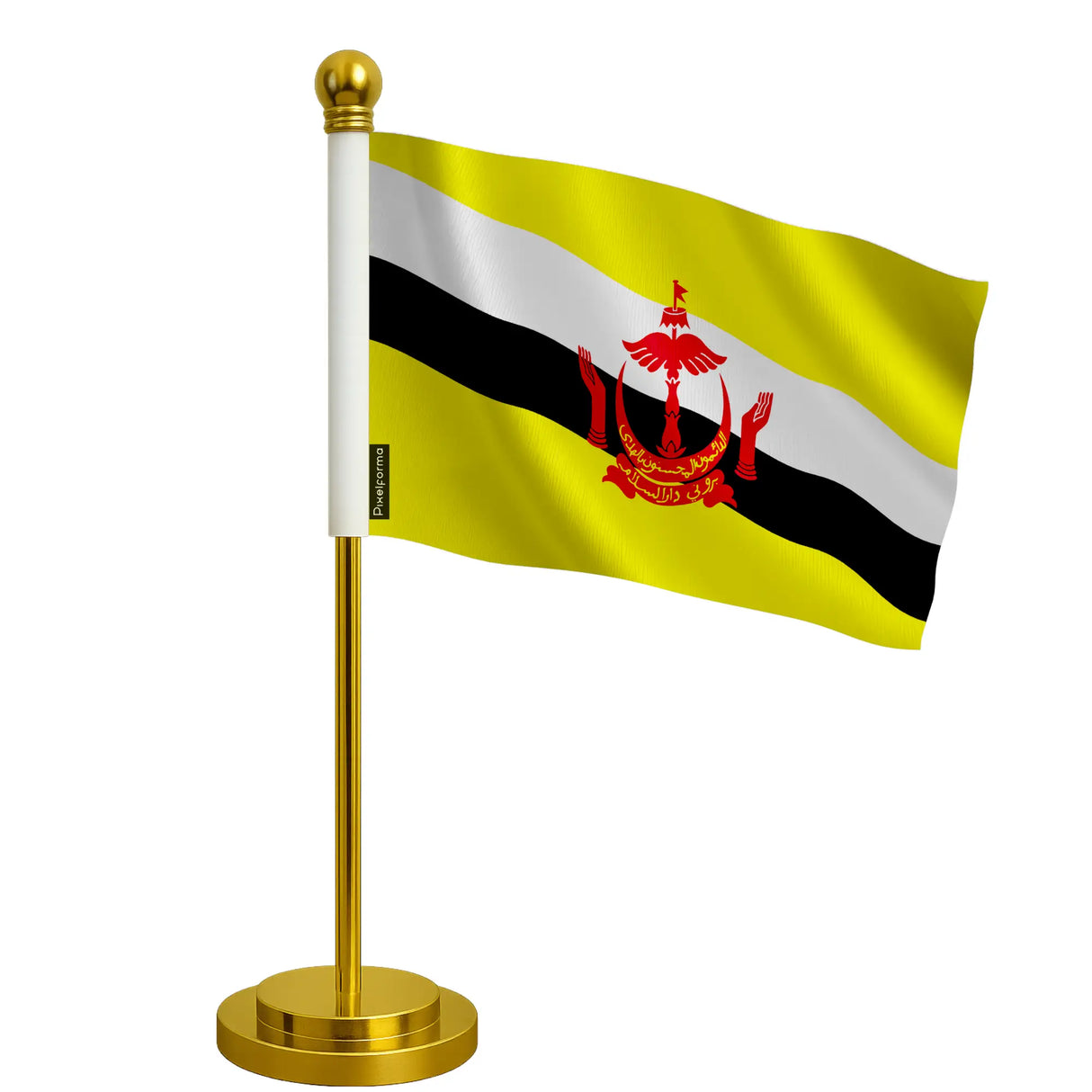 Drapeau bureau brunei polyester socle acier inoxydable