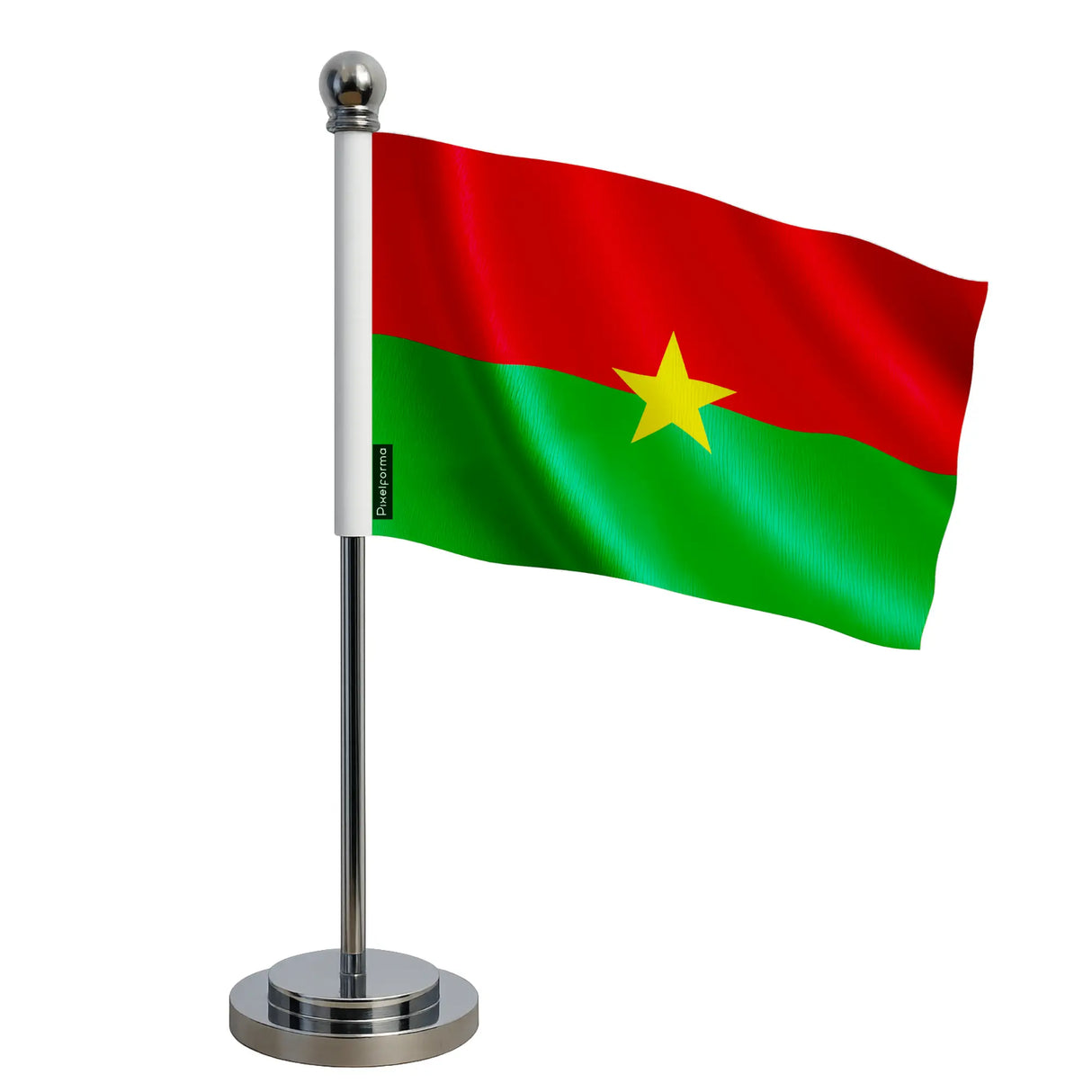 Drapeau bureau burkina faso polyester avec socle inoxydable