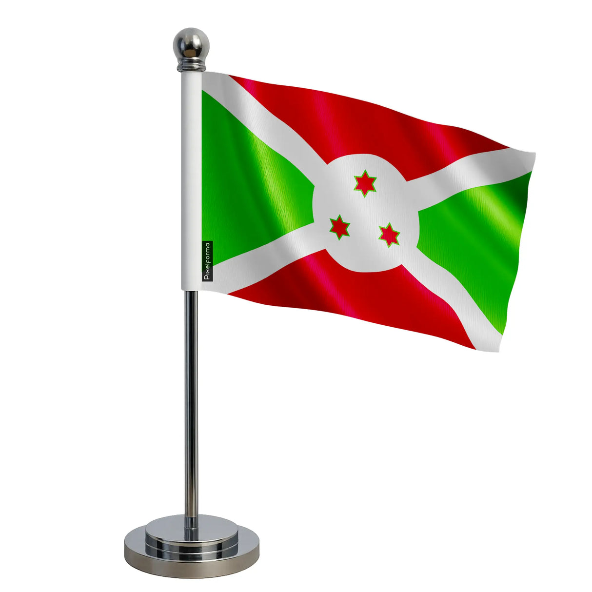 Drapeau bureau burundi polyester socle acier inoxydable