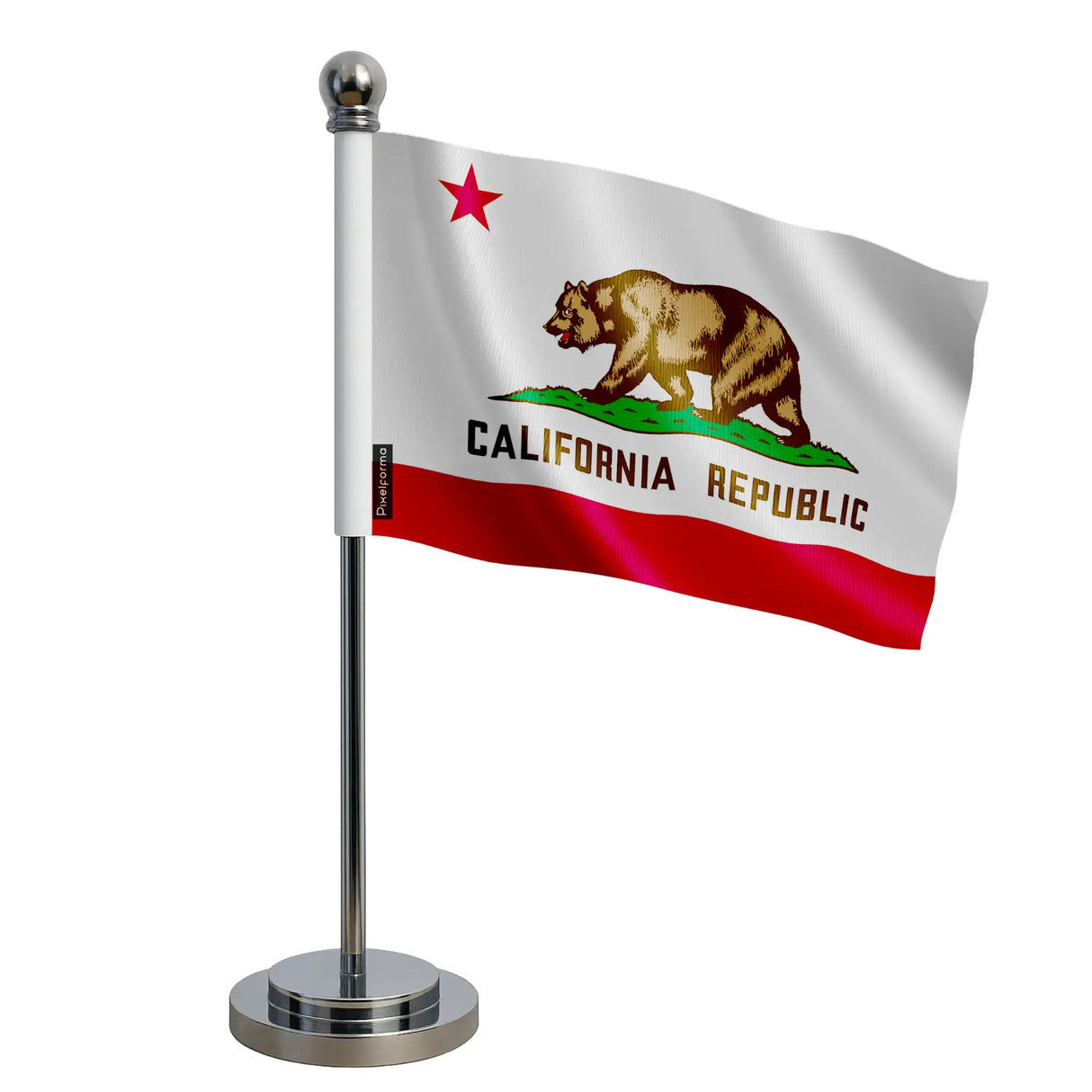 Drapeau bureau californie polyester socle acier inoxydable