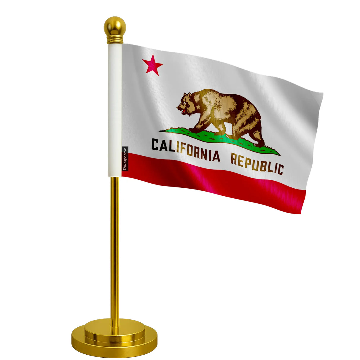 Drapeau bureau californie polyester socle acier inoxydable