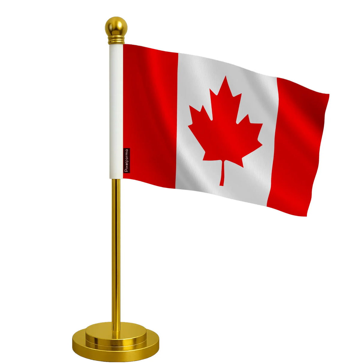 Drapeau bureau canada polyester avec socle acier inoxydable
