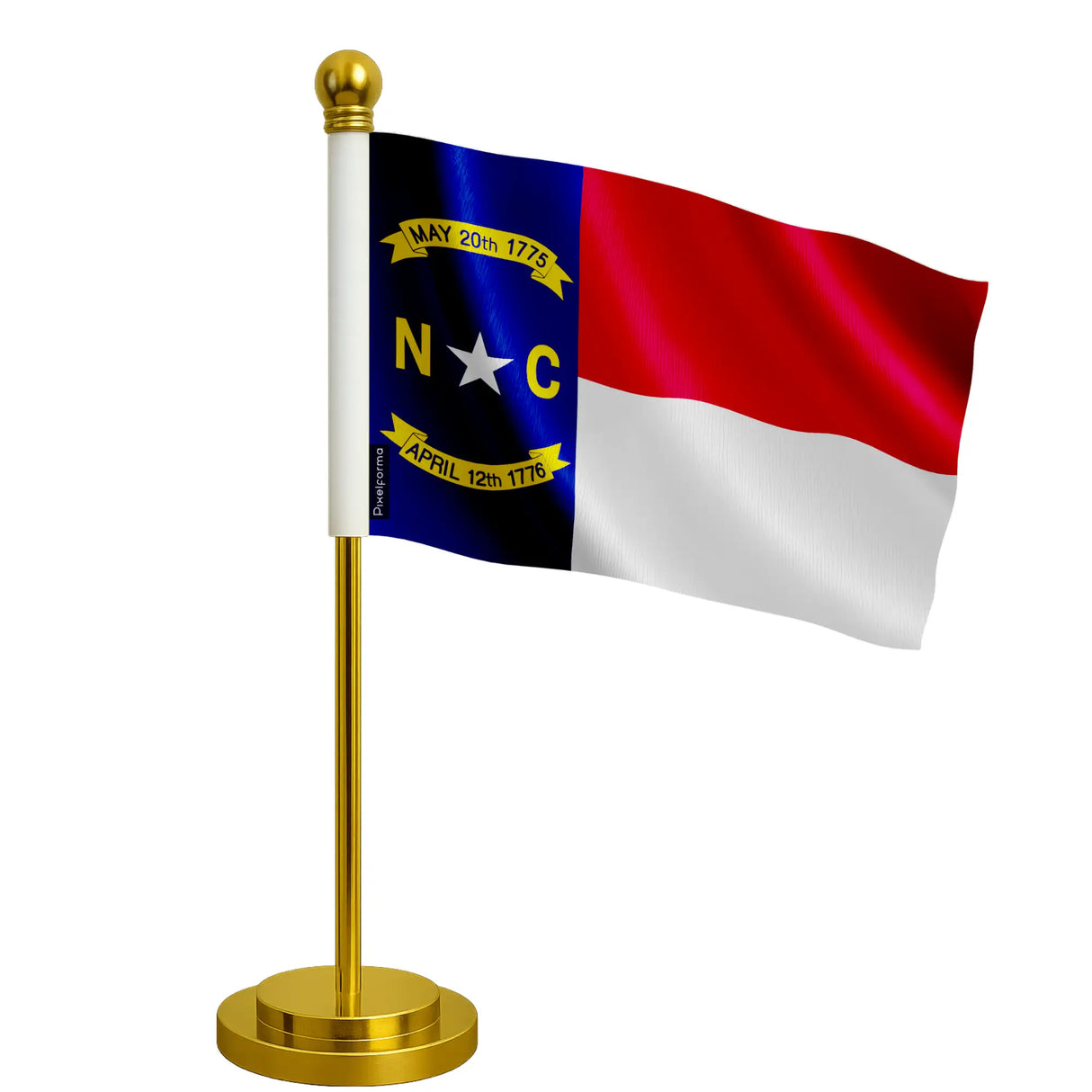 Drapeau bureau caroline du nord polyester socle acier inoxydable