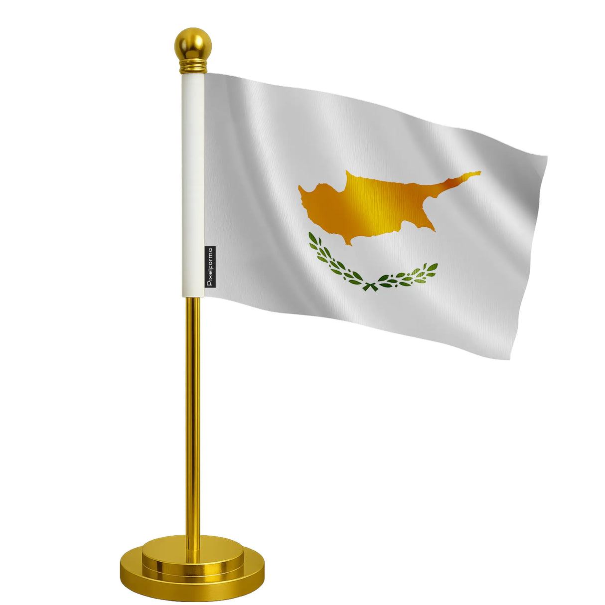 Drapeau bureau chypre polyester socle acier inoxydable