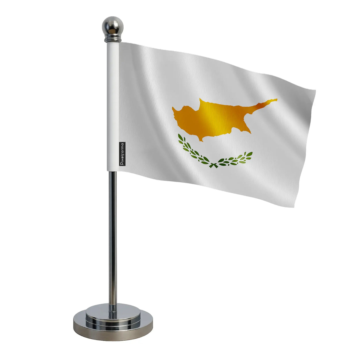 Drapeau bureau chypre polyester socle acier inoxydable