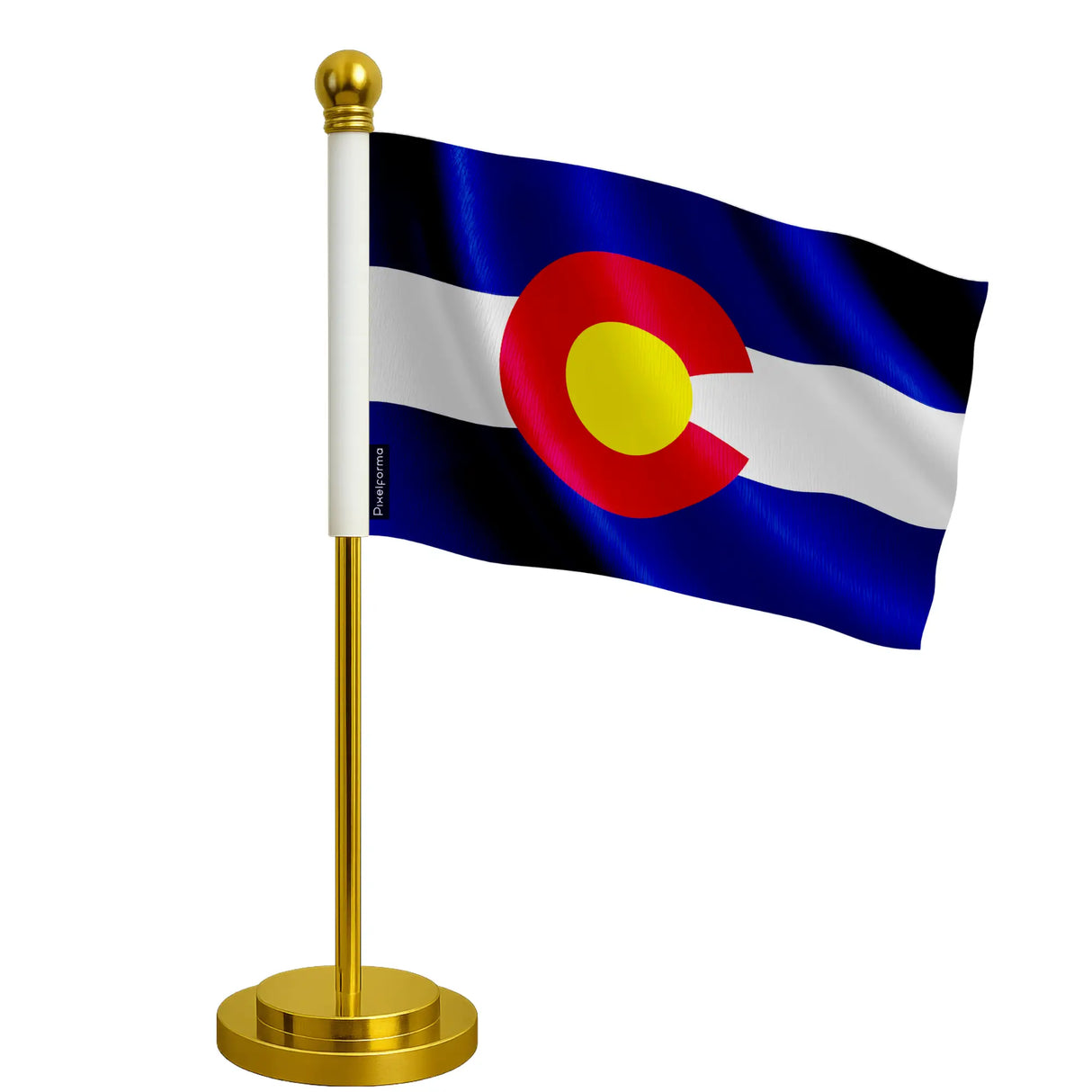 Drapeau bureau colorado polyester socle acier inoxydable