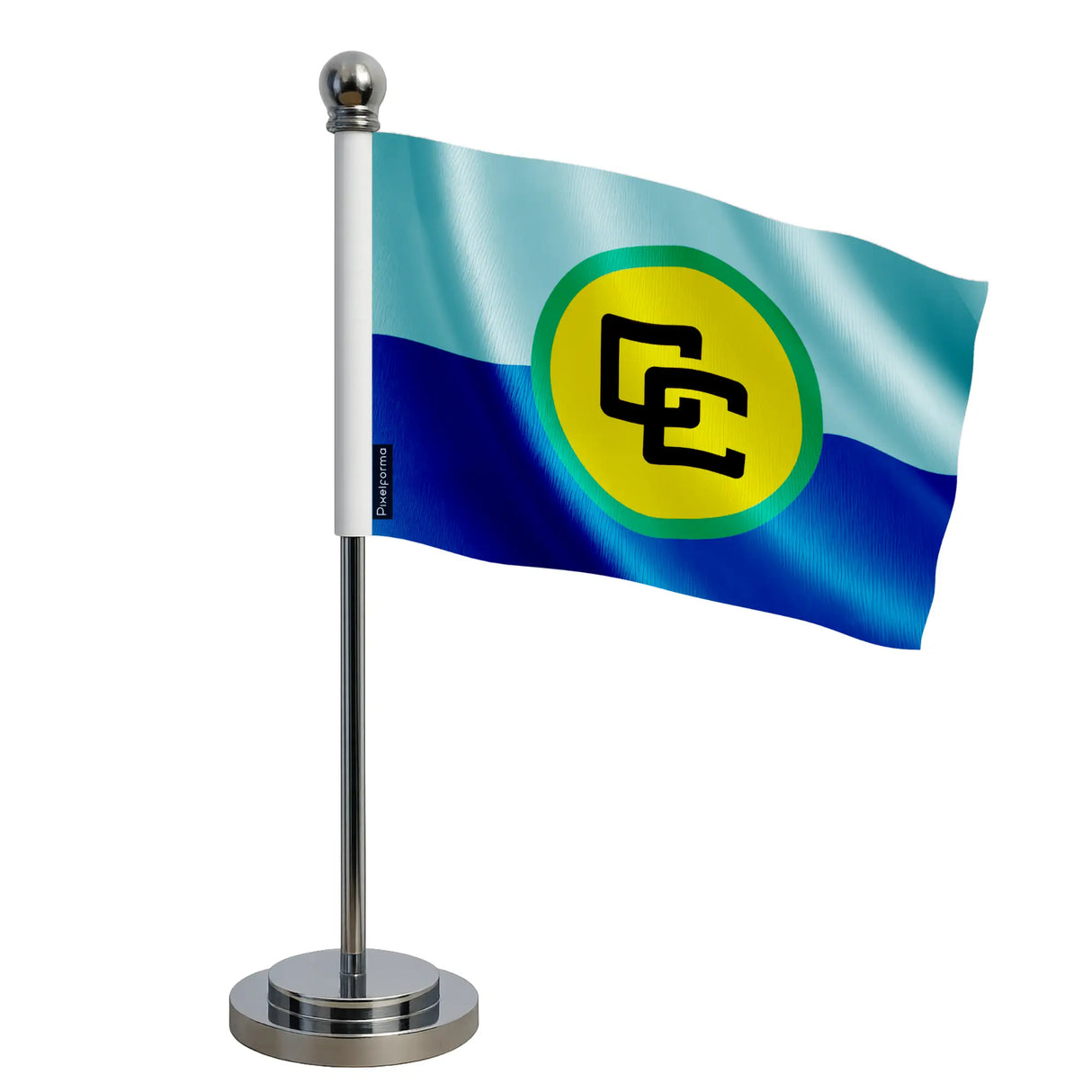 Drapeau bureau communauté caribéenne polyester socle acier
