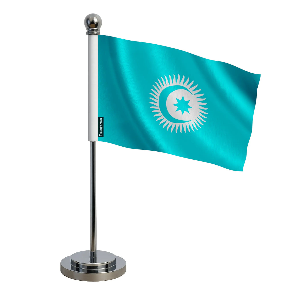 Drapeau bureau conseil turcique polyester socle acier inoxydable