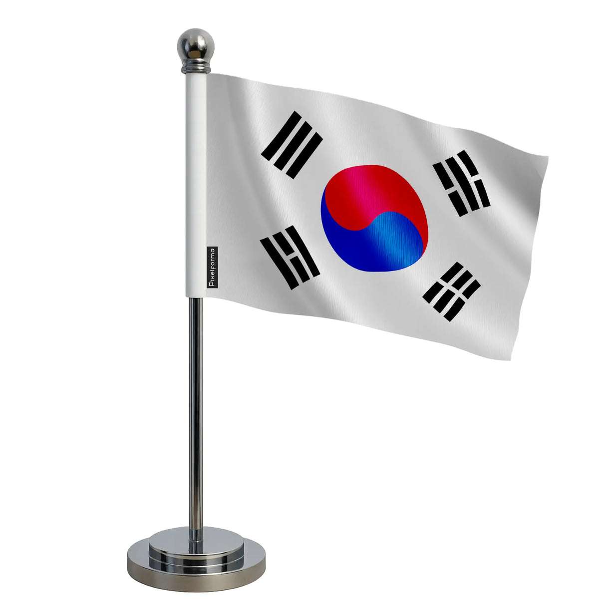 Drapeau bureau corée du sud polyester socle acier inoxydable
