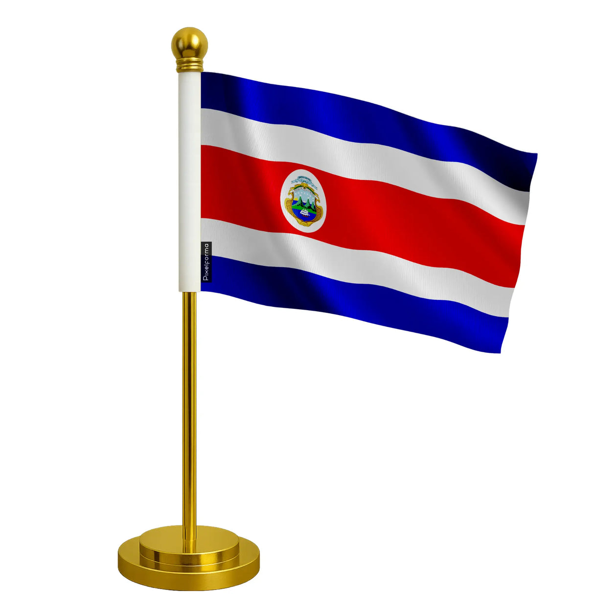 Drapeau bureau costa rica polyester socle acier inoxydable