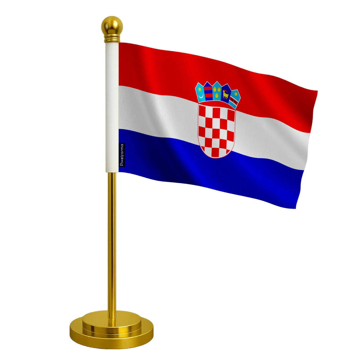 Drapeau bureau croatie polyester socle acier inoxydable