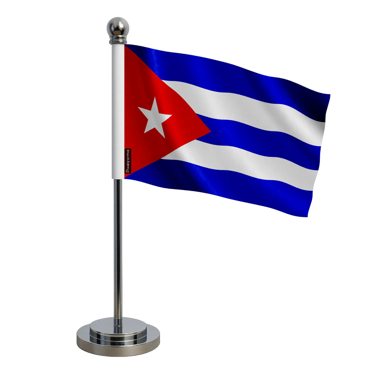 Drapeau bureau cuba polyester socle acier inoxydable