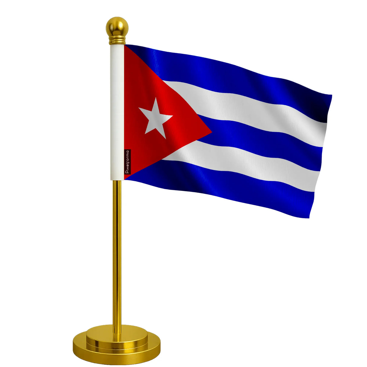 Drapeau bureau cuba polyester socle acier inoxydable