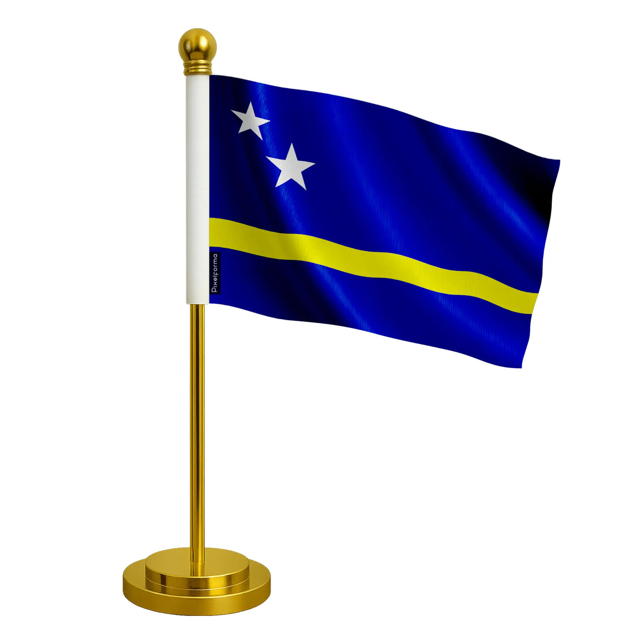 Drapeau bureau curaçao polyester socle acier inoxydable
