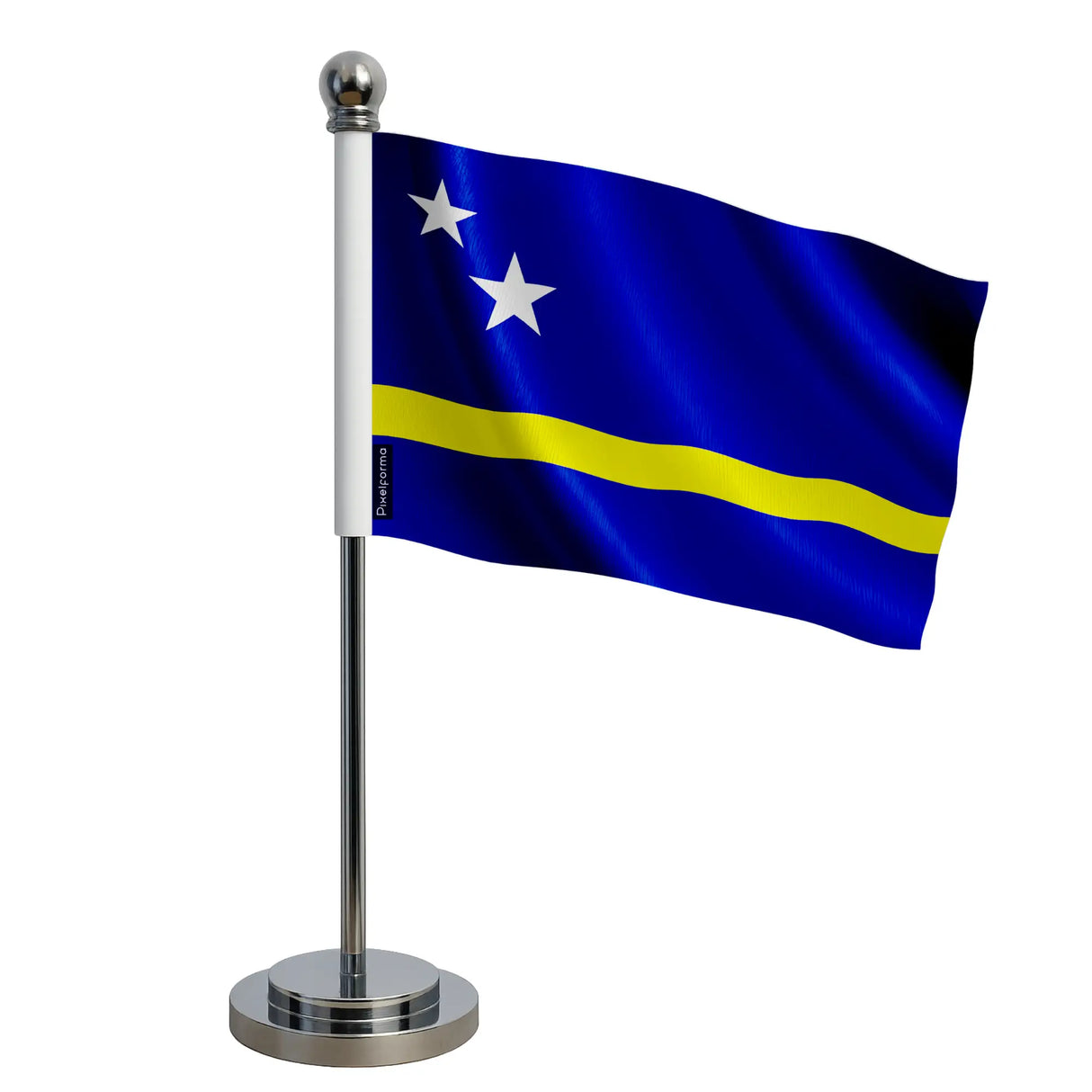 Drapeau bureau curaçao polyester socle acier inoxydable