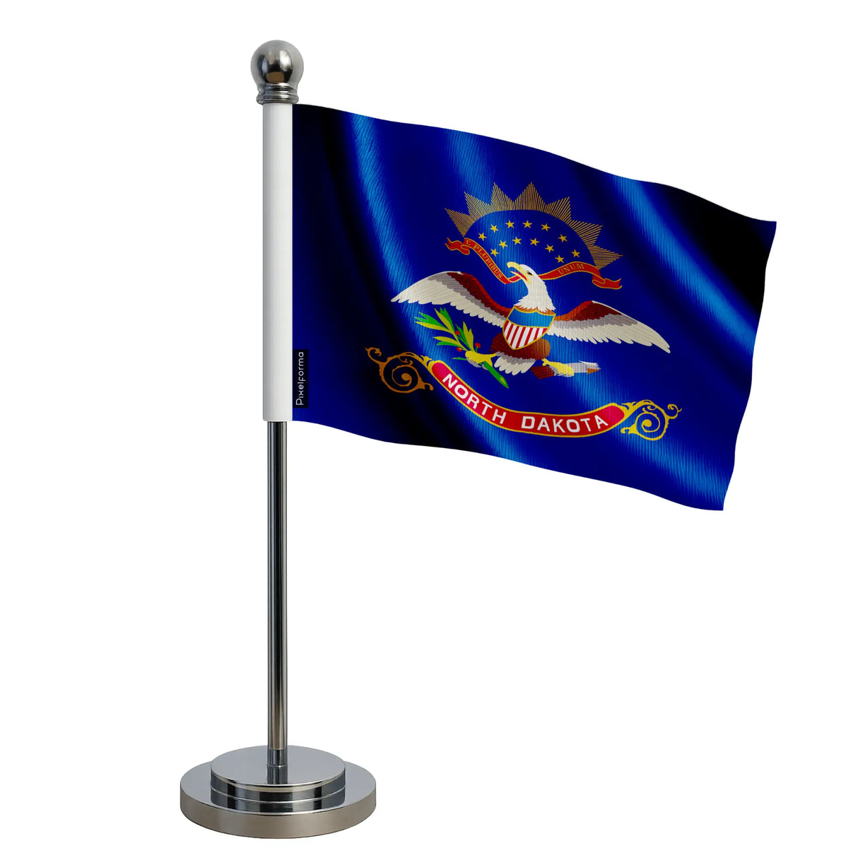 Drapeau bureau dakota du nord polyester socle acier inoxydable