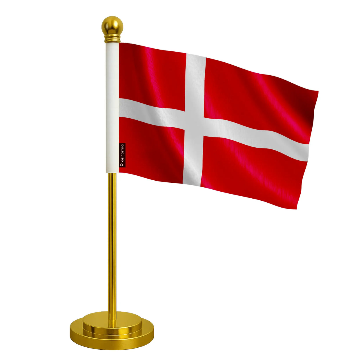 Drapeau bureau danemark polyester socle acier inoxydable