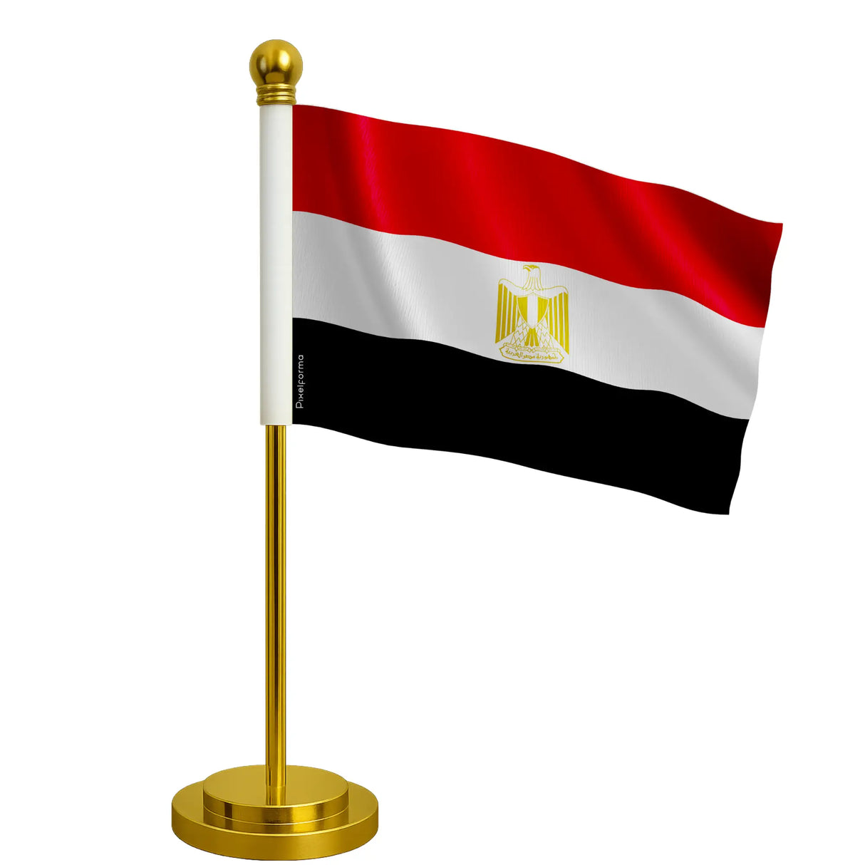 Drapeau bureau égypte polyester socle acier inoxydable