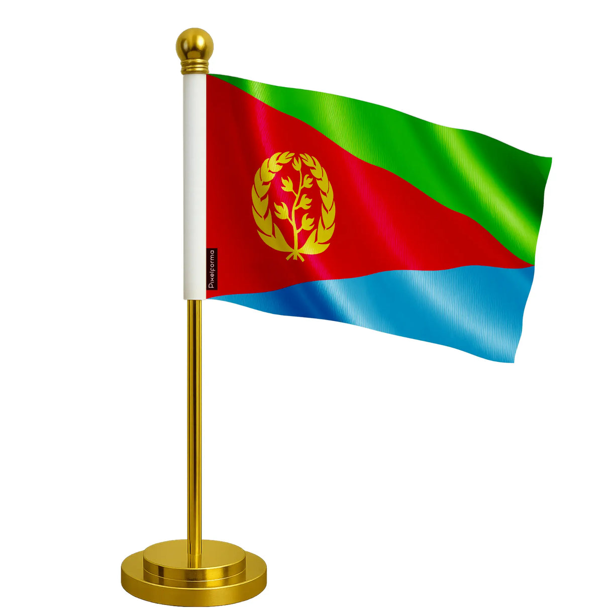 Drapeau bureau érythrée polyester socle acier inoxydable