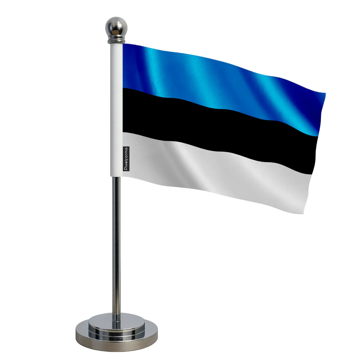 Drapeau bureau estonie polyester avec socle acier inoxydable