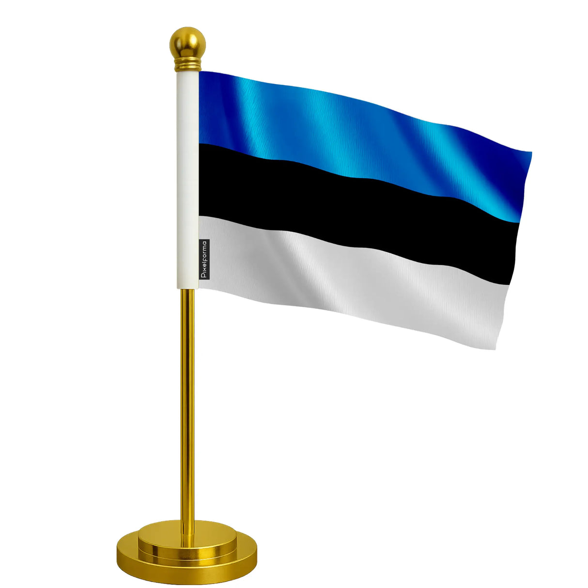Drapeau bureau estonie polyester sur socle acier inoxydable