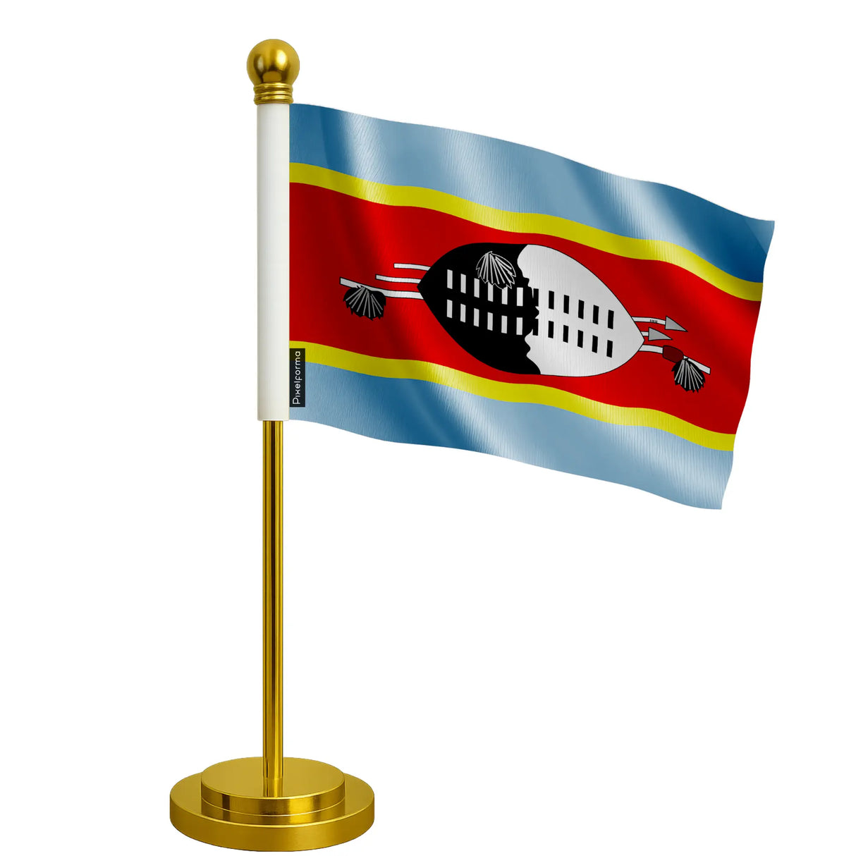 Drapeau bureau eswatini polyester socle acier inoxydable