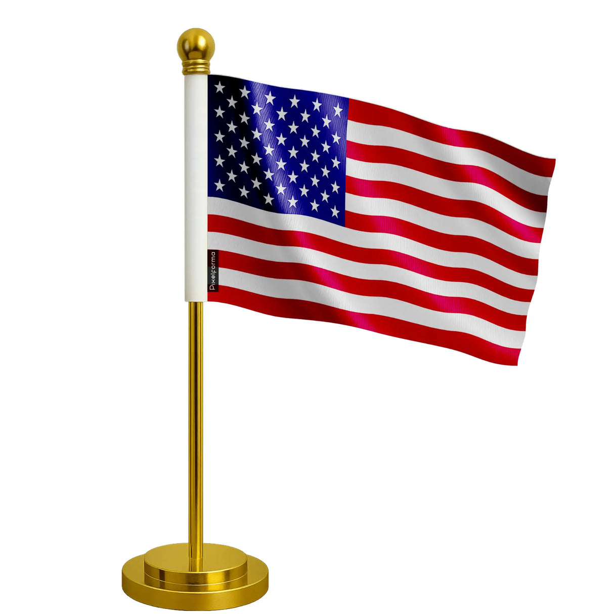 Drapeau bureau états-unis polyester socle acier inoxydable