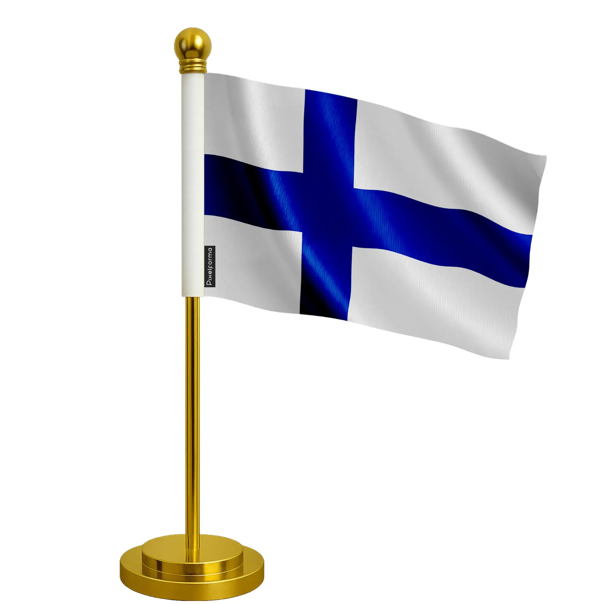 Drapeau bureau finlande polyester socle acier inoxydable